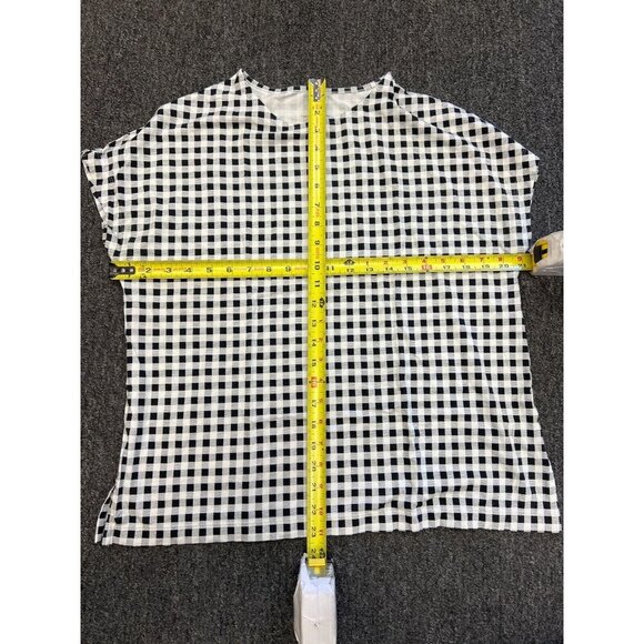 J. Jill Luxe Supima Relaxed Stretch Tee Black White Gingham Print Womens Size S - Picture 7 of 14